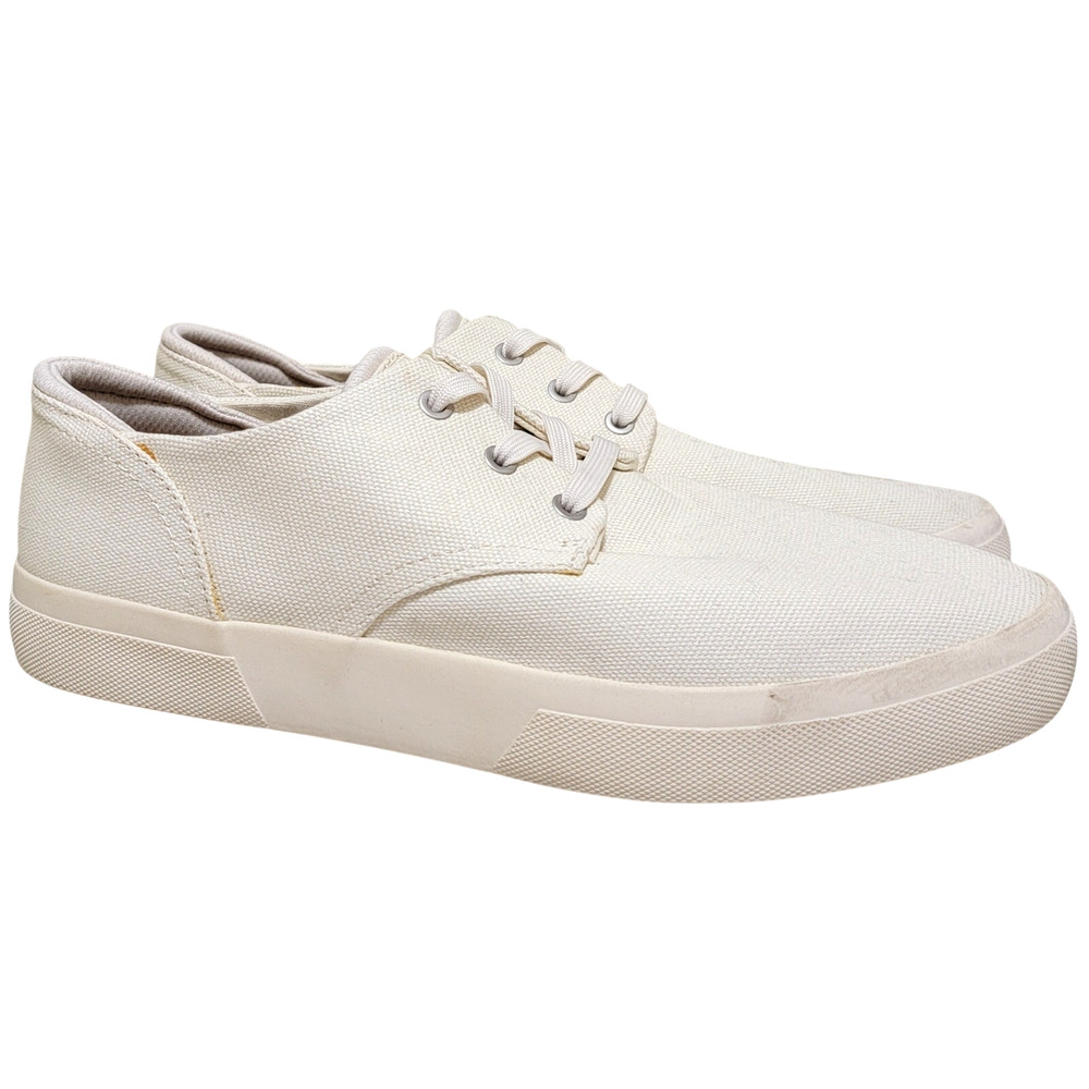 Sun + Stone Men Kiva Low Top Lace Up Sneakers Size US 10.5M White Canvas